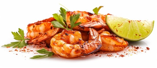 Delicious grilled shrimp served with zesty lime and spicy chili sauce on a plate
