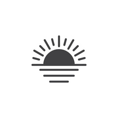 Sunrise and sea vector icon