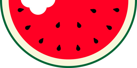 Slice of fresh organic watermelon fruit with bite
