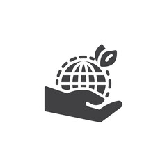 Fototapeta premium Hand holding earth planet vector icon