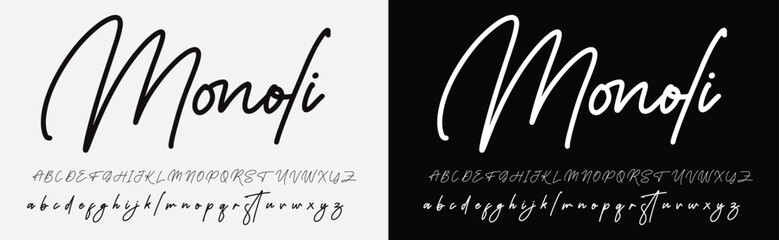 Font Handwritten Signature Brush Font Type Font lettering handwritten - obrazy, fototapety, plakaty