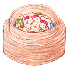 steamed beef tripe watercolor style, traditional asian food design