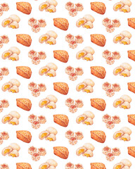 dimsum pattern background watercolor style, traditional asian food design