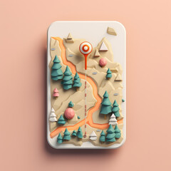 pin location concept map app ui 3d clay icon