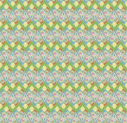 Ikat seamless pattern vector in geen yellow background,floral ikat design concept for carpet design, fabric ornament ,media print pattern for fashion and tile background,home decoration,wallpaper.