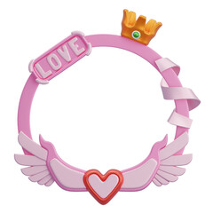 3D Fantasy Frame With Love and Crown