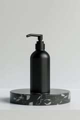 Obraz premium black skincare bottle dispenser - minimalist mockup for product placement