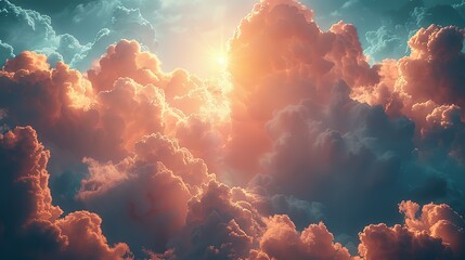 Sky and clouds.Beatiful sky with comolus clouds.illustrating the beauty of atmospheric phenomena.partly clear sky during the day. - obrazy, fototapety, plakaty