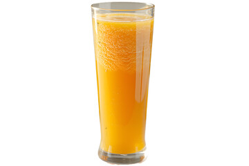 Fresh Orange Juice in a Tall Glass Isolated on White Background
