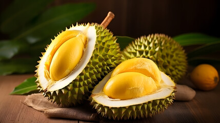 durian on black background