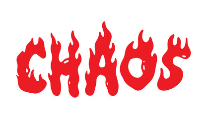 CHAOS, red fire  text