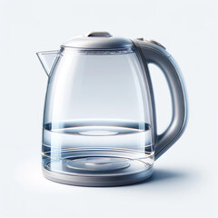 Transparent isolated electric kettle. Glass electric kettle. 