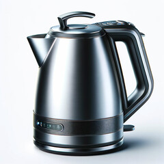 Isolated electric kettle. Metal electric kettle on white background. 