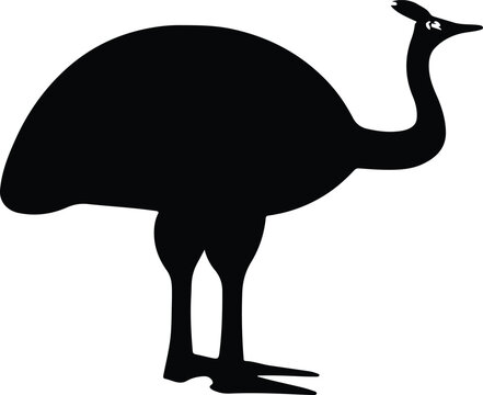 recommend clip art: southren  cassowary silhouette  vector illustration 