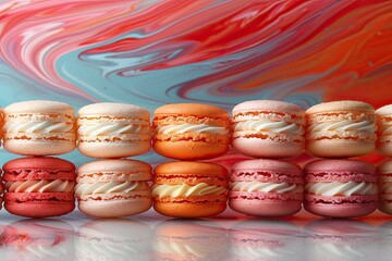 Obraz premium Group of Colorful Macaroons Arranged Neatly