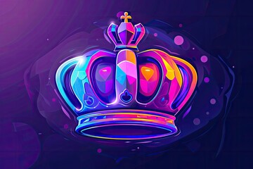 Colorful Crown on Purple Background