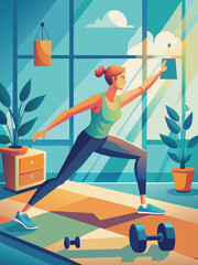 Obraz na płótnie Canvas woman doing fitness exercise flat vector