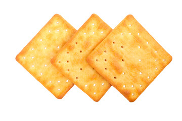 Delicious thin crispy crackers isolated on white background with clipping path