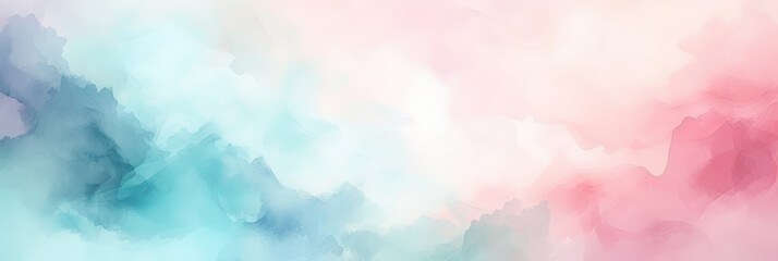  pale blue and pink watercolor background , Watercolor painted canvas background. banner