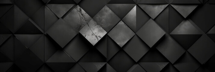 3d black  geometric pattern on a square background, black diamond pattern abstract wallpaper on dark background, Digital black textured graphics poster banner background	
 - obrazy, fototapety, plakaty