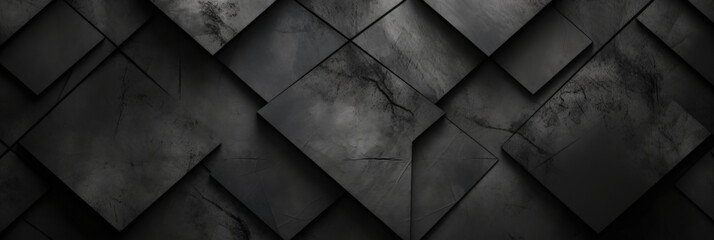 3d black  geometric pattern on a square background, black diamond pattern abstract wallpaper on dark background, Digital black textured graphics poster banner background	
