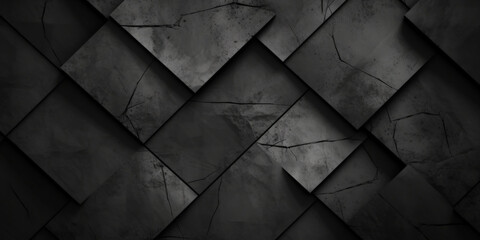 3d black  geometric pattern on a square background, black diamond pattern abstract wallpaper on dark background, Digital black textured graphics poster banner background	
