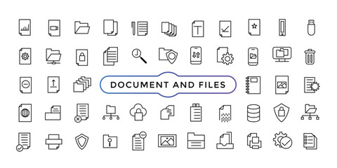 Document and files line icons. For website marketing simple line art style icons pack. Thin line web icon set.