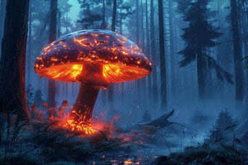 Magic mushroom in the forest.