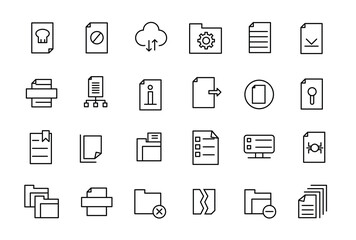 Document and files line icons. For website marketing simple line art style icons pack. Thin line web icon set.