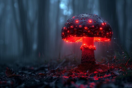 Magic mushroom in the forest.