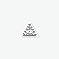 All seeing eye symbol sticker isolated on gray background