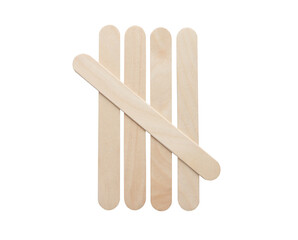 Five (5) tally marks symbol made from wooden ice cream stick  isolated on white background with clipping path. Education and learning concept.