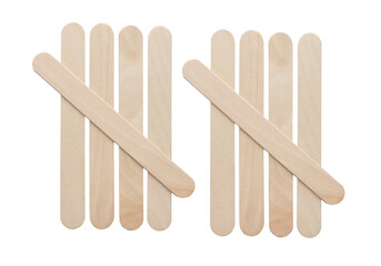 Ten (10) tally marks symbol made from wooden popsicles stick  isolated on white background with clipping path. Education and learning concept.