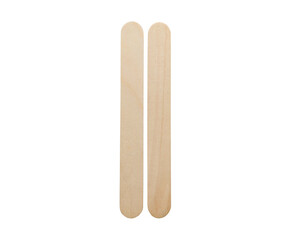 Two (2) tally marks symbol made from wooden popsicles stick  isolated on white background with clipping path. Education and learning concept.