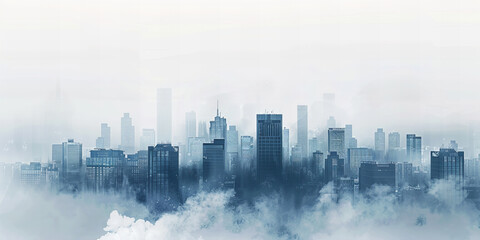  Misty Urban Dreamscape: Ethereal Metropolis Shrouded in Serene Fog