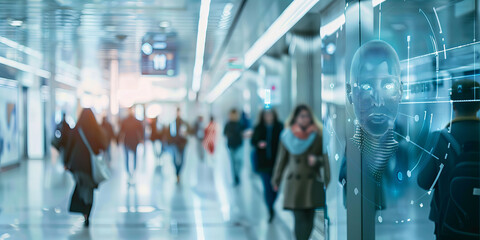 Futuristic Intersection of Technology and Humanity in Urban Life.