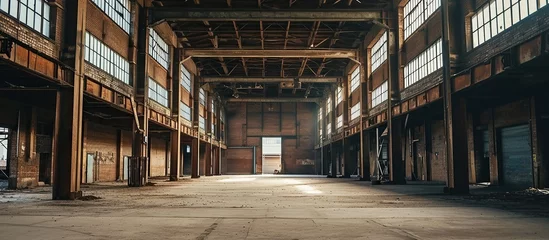 Fototapeten deserted ancient warehouse with brick walls © zaen_studio