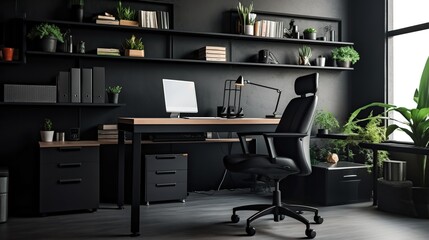 modern minimalist office workspace with desktop computer and natural appearance