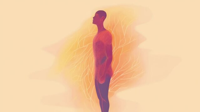 A person experiencing a somatic disorder is depicted as a figure with a detached wispy body ly contained by Psychology art concept. .