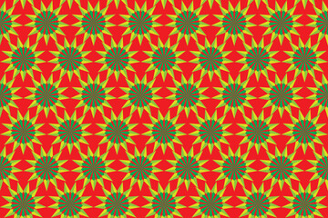 Illustration pattern, Abstract soft green flower on red background.
