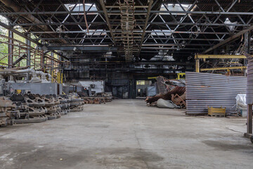 Fototapeta premium Destroyed and abandoned metallurgical plant during war in Ukraine.