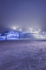 A ski lift at night