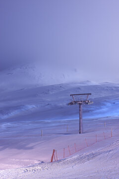 A ski lift in the snow