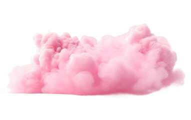Pink Cloud of Smoke. A pink cloud of smoke billows. The smoke appears soft and fluffy, creating a striking contrast against the stark white backdrop. On PNG Transparent Clear Background.