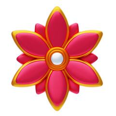 3D Flower Shape Has A Gold Border