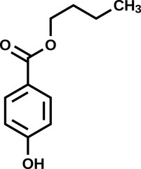 Butylparaben structural formula, vector illustration