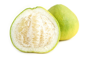 Fresh yellow pomelo fruit 
, grapefruit or Citrus maxima isolated on white background