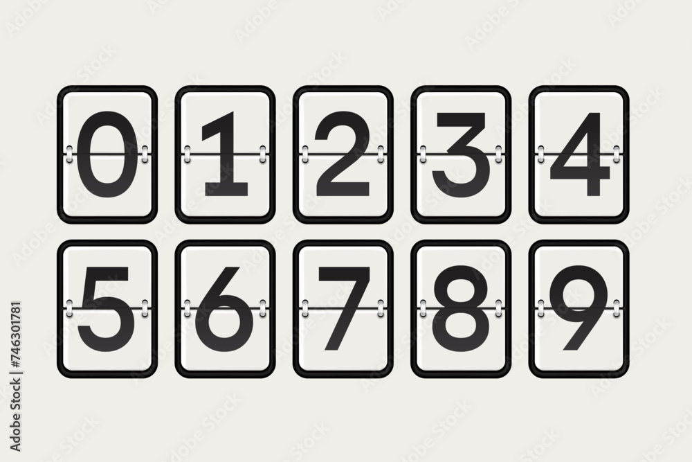 Poster plastic score board digits vector set