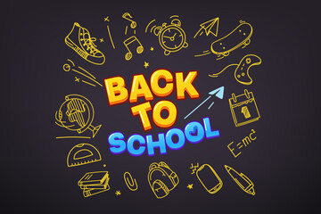 Fototapeta na wymiar Back to school concept. Vector illustration with doodl