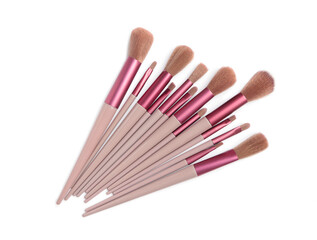 Fototapeta premium makeup brushes isolated on white background.Cosmetic product for make-up. set of cosmetic makeup brushes